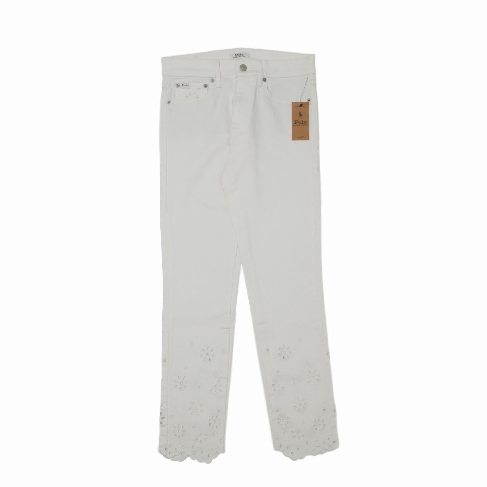 ■未使用品■POLO RALPH LAUREN ポロ・ラルフローレン パンツ サイズ26R フラワーアイレット ホワイトデニム ストレッチ スキニー 20260827/RB0641