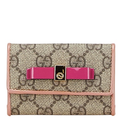グッチ GGスプリーム キーケース 6連 388682 ベージュ ピンク PVC エナメル レディース GUCCI 【中古】