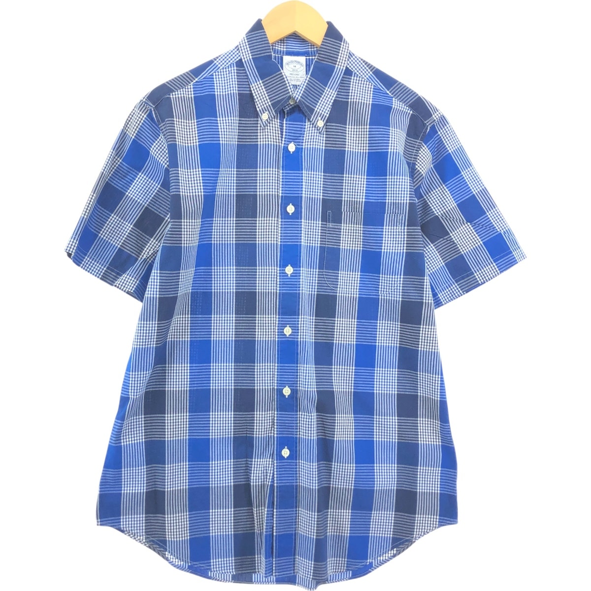 古着 ブルックスブラザーズ Brooks Brothers 1818 REGENT 半袖 ボタンダウン チェックシャツ メンズM相当/eaa554557