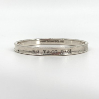 TIFFANY&Co.(ティファニー) 1837 ナロー カフ Ag925 バングル 32.33g シルバー×ブラック