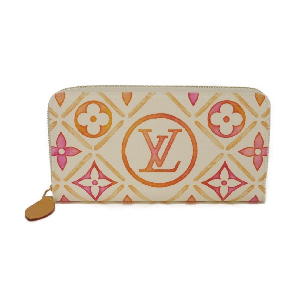 LOUIS VUITTON ルイ・ヴィトン ジッピーウォレット マチ付き 札入れ カードケース コインケース LV バイ ザ プール ピンク ラウンドファスナー RFID IC 未使用 モノグラム タイル コーラル 長財布 M11455