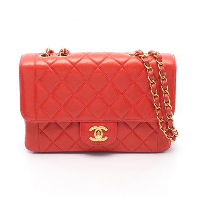 シャネル CHANEL マトラッセ シングルフラップ ショルダーバッグ バッグ ラムスキン(羊革) レディース レッド系 【中古】