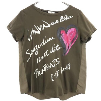 LANVIN en Bleu ランバンオンブルー 日本製 半袖 Tシャツ 38 カーキ