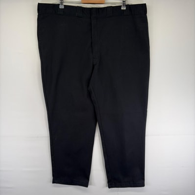 古着 ディッキーズ Dickies パンツ 874 チノパン ワークパンツ センタープレス ワンポイント ジップ w46 L32 ブラック系 メンズ
