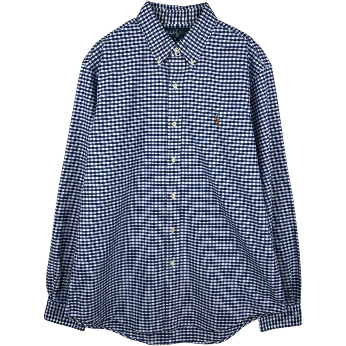 古着 ラルフローレン Ralph Lauren CUSTOM FIT ギンガムチェック 長袖 ボタンダウンチェックシャツ メンズL相当/eaa676562