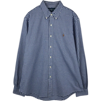 古着 ラルフローレン Ralph Lauren CUSTOM FIT ギンガムチェック 長袖 ボタンダウンチェックシャツ メンズL相当/eaa676562