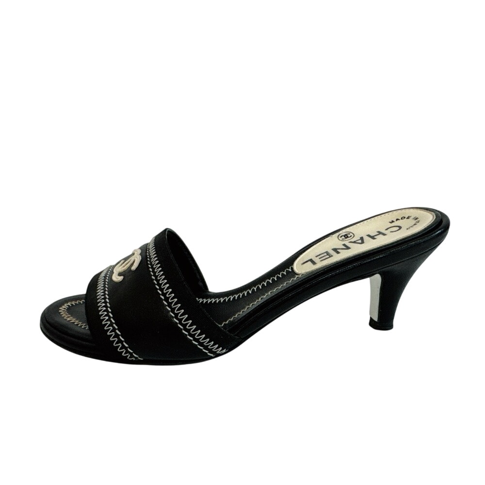 シャネル CHANEL パンプス ココマーク ミュール ブラック