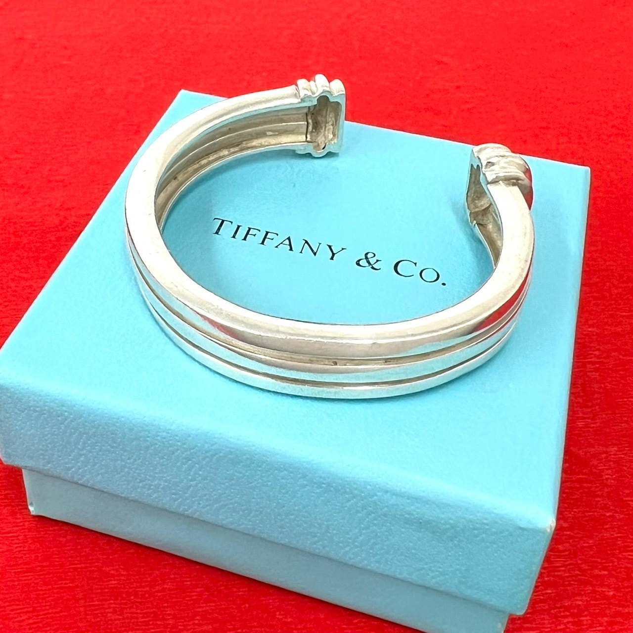 TIFFANY&Co. ティファニー グルーブド ダブルカフ バングル シルバー925 バングル シルバー
 26195