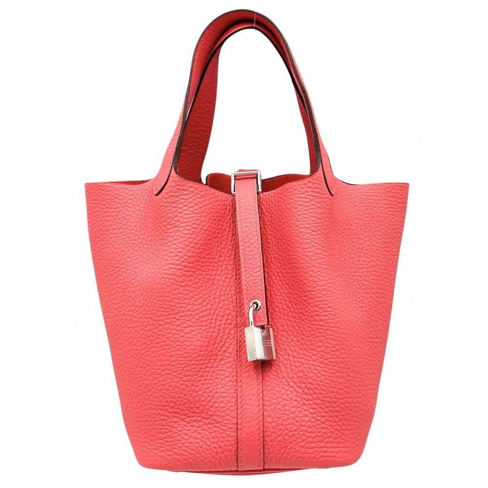 HERMES エルメス ハンドバッグ ピコタンロックPM 鞄 かばん W トリヨン    レッド系 シルバー金具 レディース 美品 2024年【中古品】
