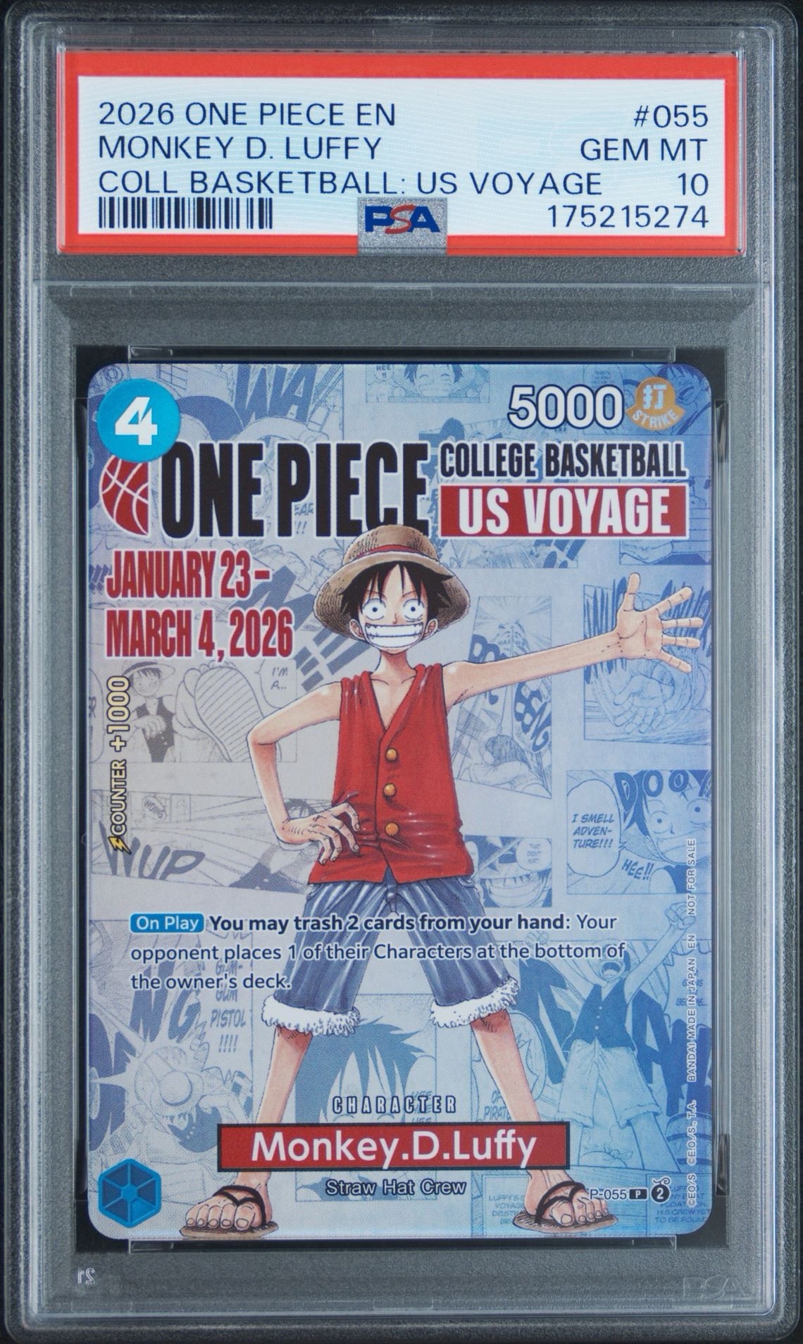 PSA10】モンキー・D・ルフィ：P (開封済) [P-055]【英語版