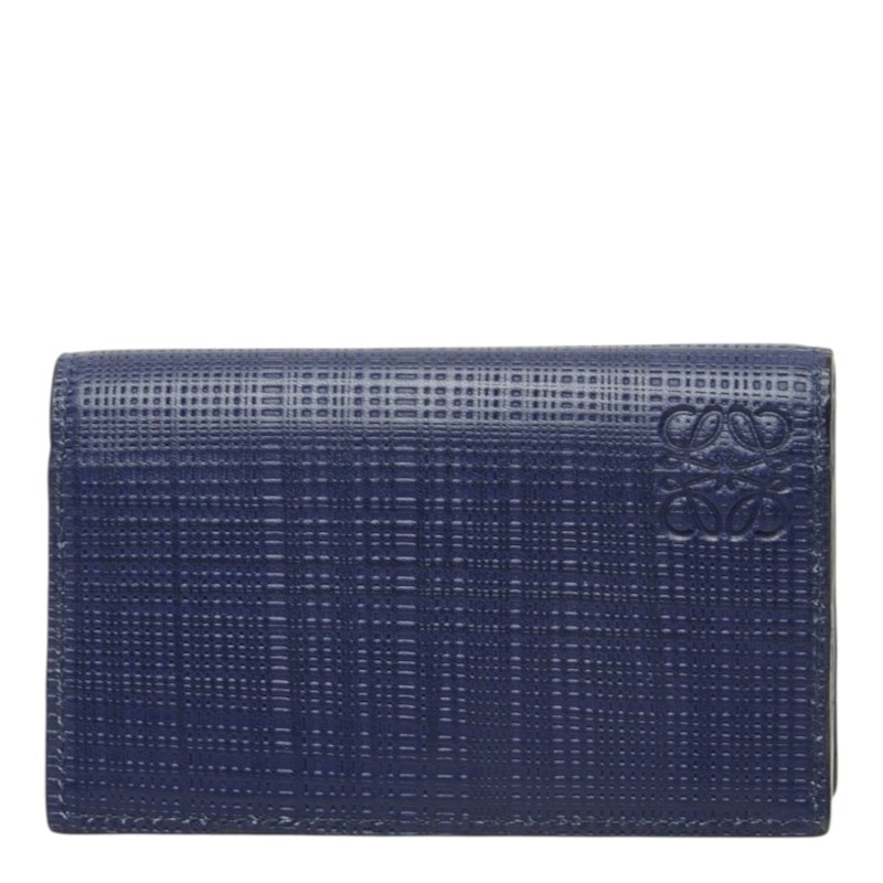 ロエベ アナグラム カードケース 名刺入れ ネイビー レザー レディース LOEWE 中古