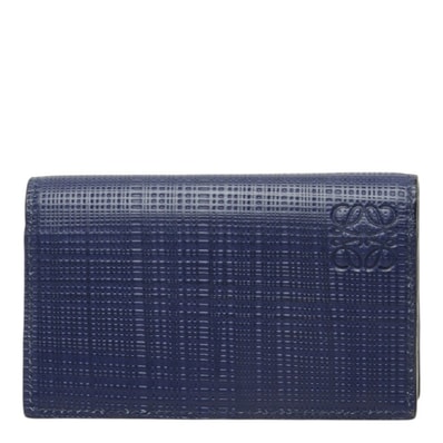 ロエベ アナグラム カードケース 名刺入れ ネイビー レザー レディース LOEWE 中古