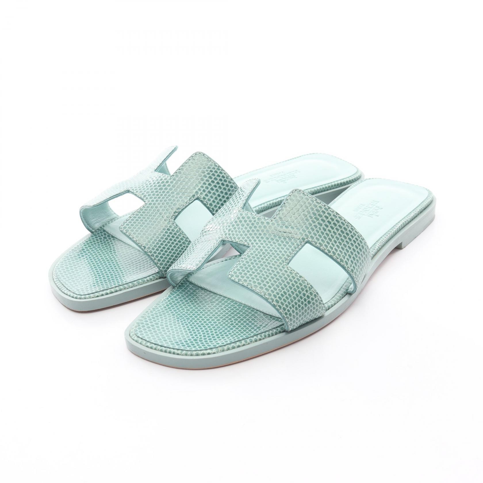 エルメス HERMES オラン ミュール 靴 エキゾチックレザー リザード レディース グリーン系 212179Z 【中古】