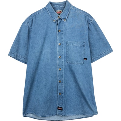 古着 ディッキーズ Dickies 半袖 ボタンダウン デニムシャツ メンズM相当/eaa650612