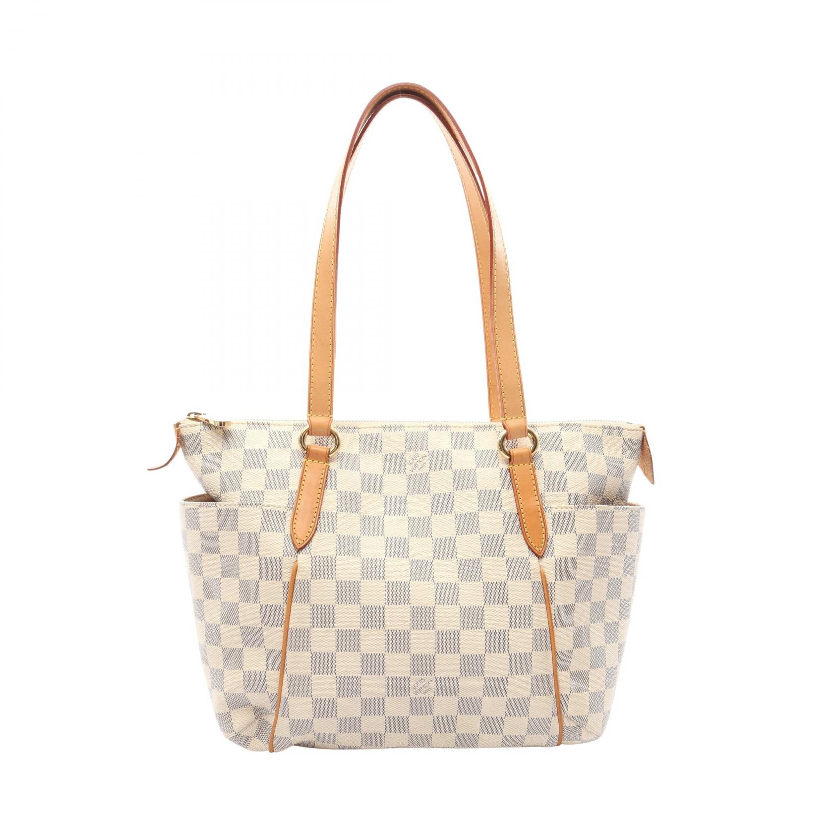 ルイ・ヴィトン LOUIS VUITTON トータリーPM トートバッグ バッグ PVCコーティングキャンバス レザー ダミエ・アズール レディース ホワイト系 N51261 【中古】