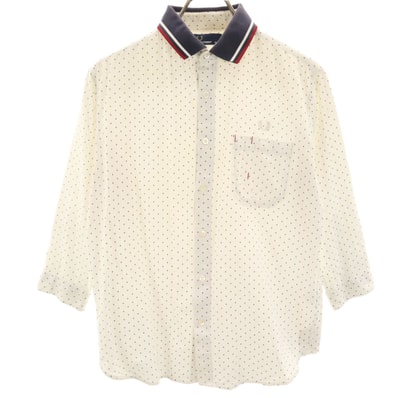 FRED PERRY フレッドペリー ダイヤ柄 7分袖 シャツ M ホワイト