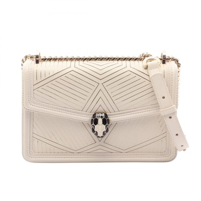 ブルガリ BVLGARI セルペンティ ダイヤモンド ブラスト ショルダーバッグ バッグ レザー レディース ホワイト系 【中古】