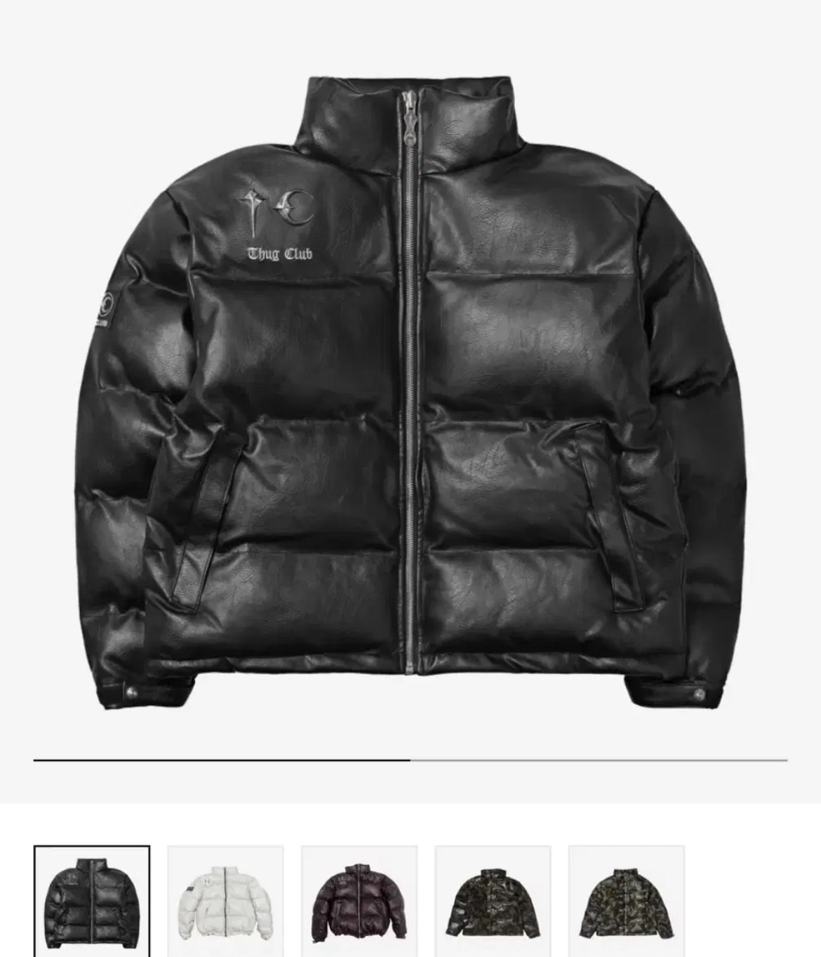 THUG CLUB TC Leather Puffer Jacket "BLACK"