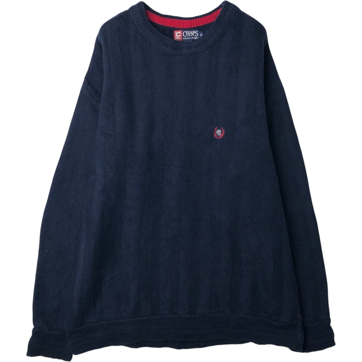古着 90年代 ラルフローレン Ralph Lauren CHAPS チャップス ヘリンボーン コットンニットセーター USA製 メンズM相当 ヴィンテージ/eaa627503