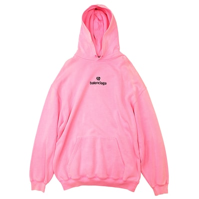 【SALE】BALENCIAGA バレンシアガ スウェット サイズ M メンズ レディース ユニセックス ロゴ エンブロイダリー トレーナー パーカー トップス ピンク ブラック 黒 桃色 ポルトガル製