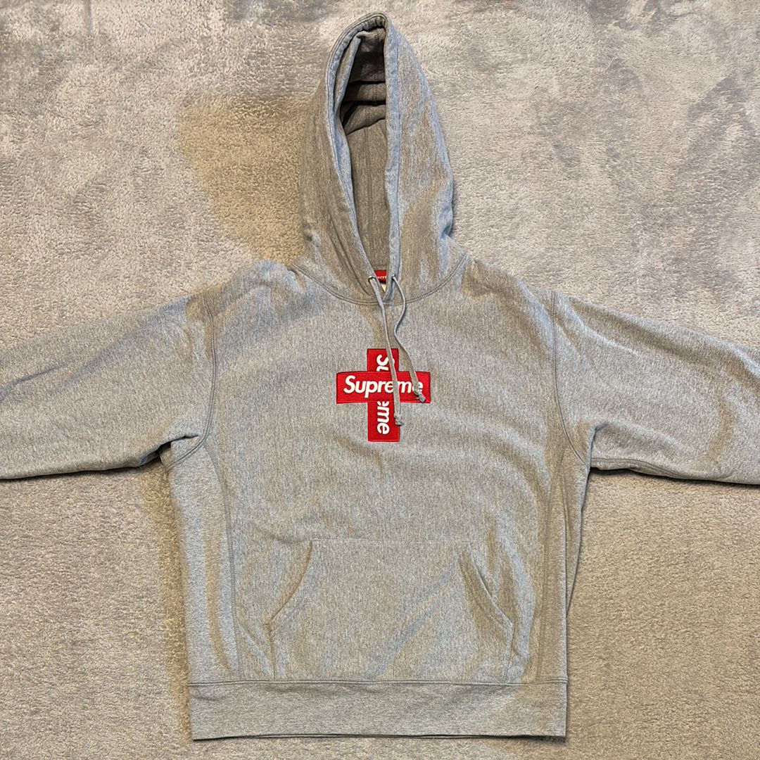 Supreme Cross Box Logo Hooded Sweatshirt "Grey"
