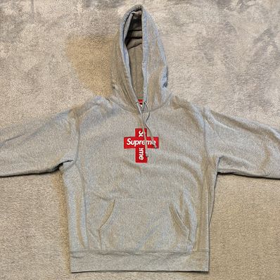 Supreme Cross Box Logo Hooded Sweatshirt "Grey"