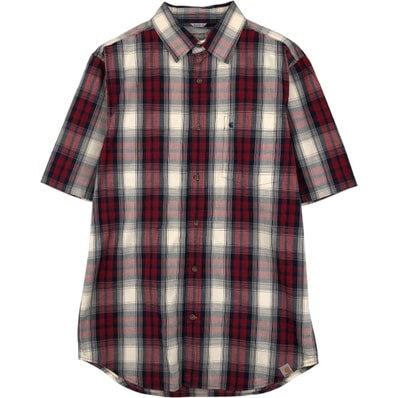 古着 カーハート Carhartt RELAXED FIT チェック柄 半袖 ワークシャツ メンズM相当/eaa659139