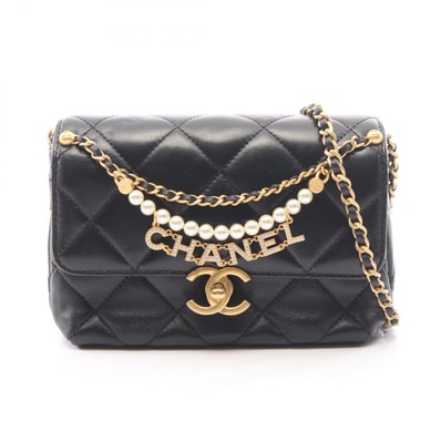 シャネル CHANEL マトラッセ ミニフラップバッグ ショルダーバッグ バッグ ラムスキン(羊革) レディース ブラック系 AS4986 【中古】