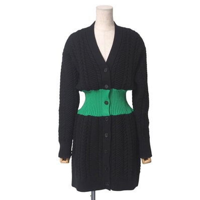 ■美品■Alexander McQueen アレキサンダーマックイーン カーディガン サイズM(170/92Y) ケーブルニット ロングカーディガン Vネック 切替【おすすめ】 イタリア製 ブランド古着【中古】20250402/RA4037