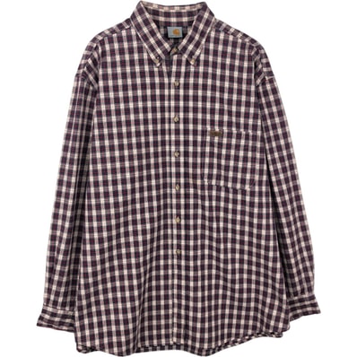 古着 カーハート Carhartt チェック柄 長袖 ボタンダウン ワークシャツ メンズXL相当/eaa637996