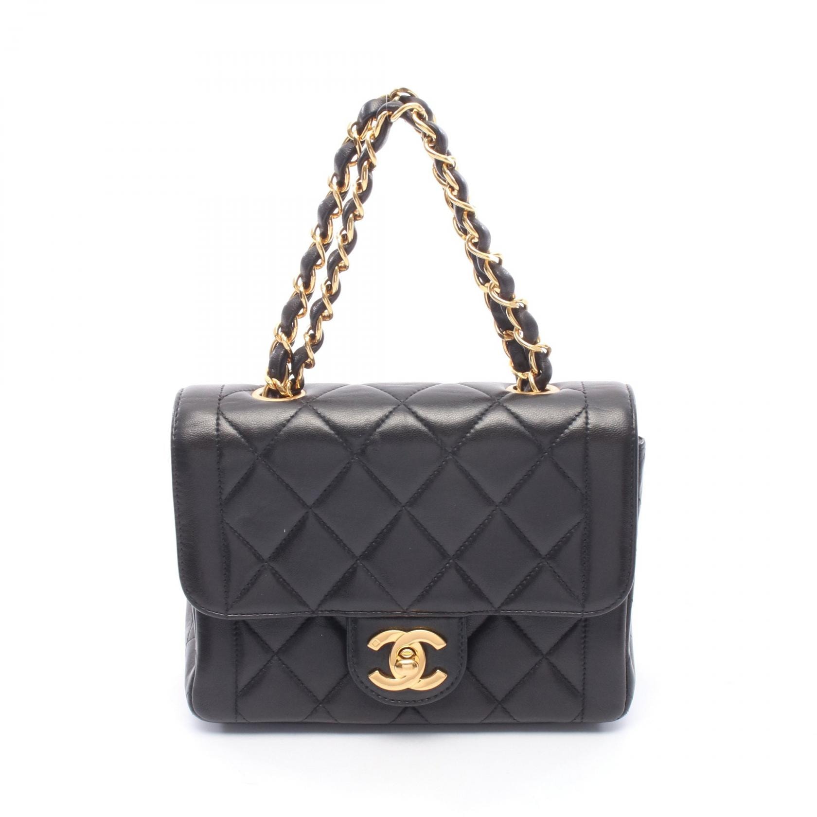 シャネル CHANEL マトラッセ ミニ ハンドバッグ バッグ ラムスキン(羊革) レディース ブラック系 【中古】