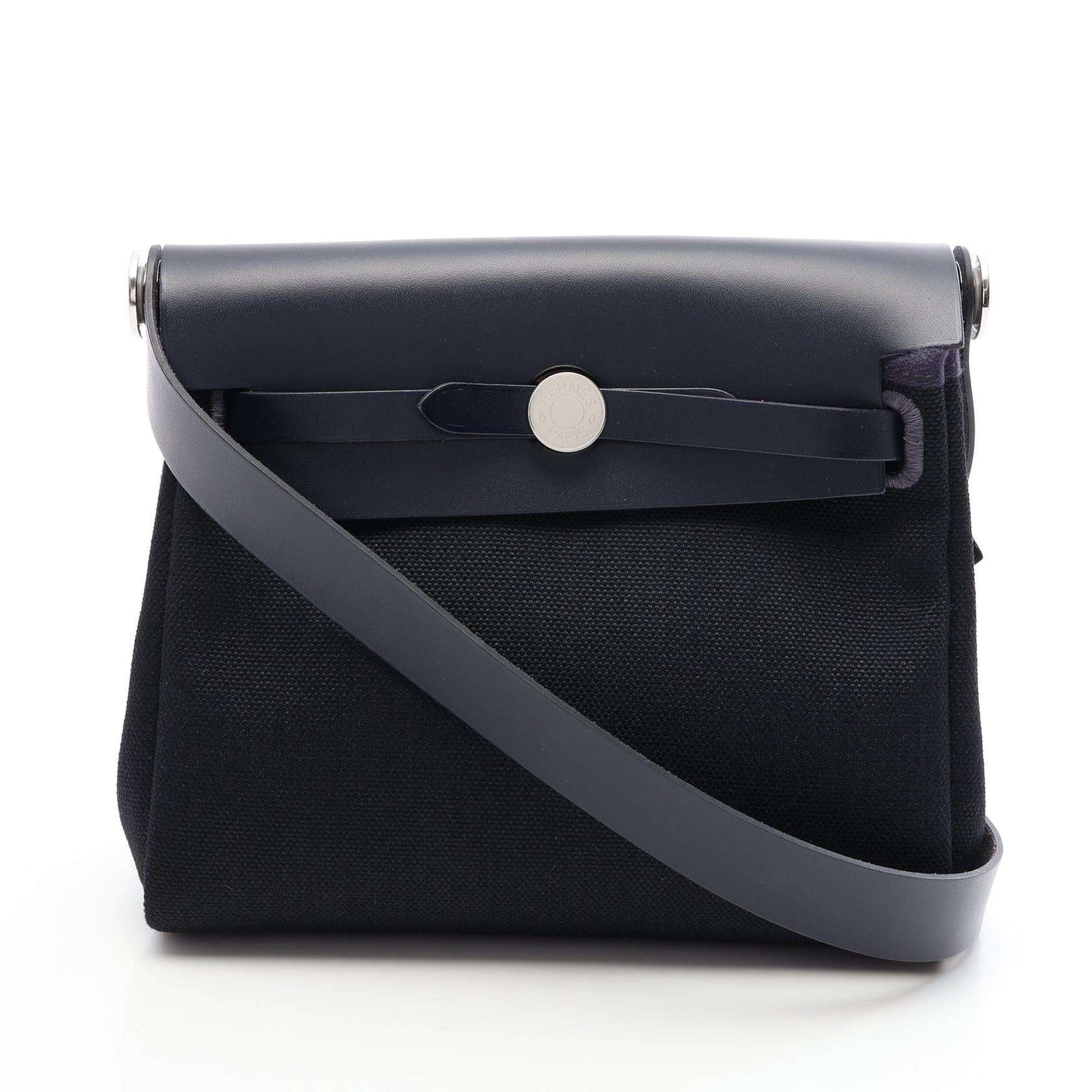 エルメス HERMES エールバッグジップ ミニ ブルーニュイ ショルダーバッグ バッグ レザー キャンバス トワルミリタリー ヴァッシュハンター ブルーニュイ K刻印(2025年製造) レディース ネイビー系 / ブラック系