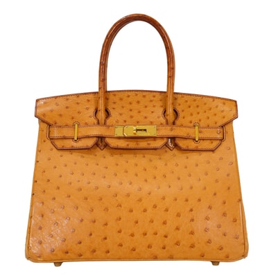 HERMES エルメス ハンドバッグ バーキン30 チェスナッツ オーストリッチ ゴールド金具 □D刻印 Aランク【中古】