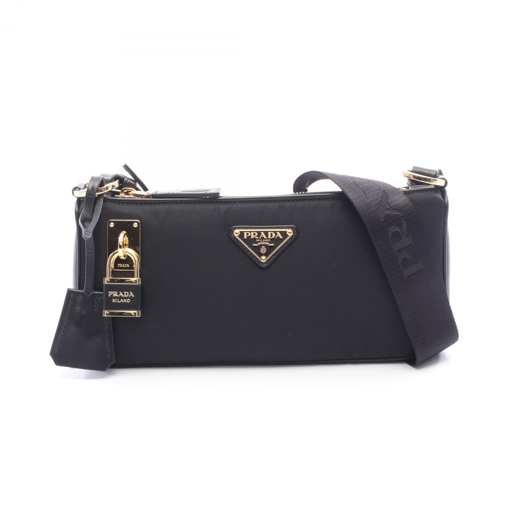 プラダ PRADA Re-Nylon TESSUTO+VITELLO ショルダーバッグ バッグ ナイロン レザー レディース ブラック系 1BC2342C8QF0002 【新品】