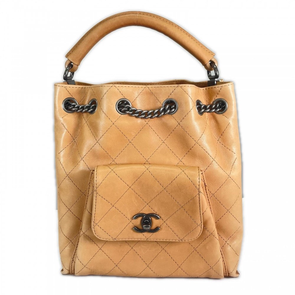 CHANEL シャネル ハンドバッグ 3waY ココマーク 22番台 レザー ベージュ シルバー金具 レディース【中古品】