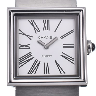 シャネル CHANEL H0827 マドモアゼル ステンレス ホワイト クォーツ レディース 良品 腕時計 O#148618