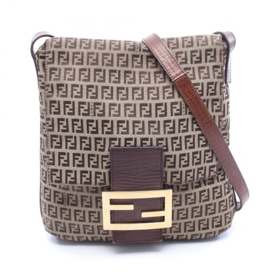 フェンディ FENDI ズッキーノ ショルダーバッグ バッグ キャンバス レザー レディース ベージュ系 / ブラウン系 8BT127 【中古】