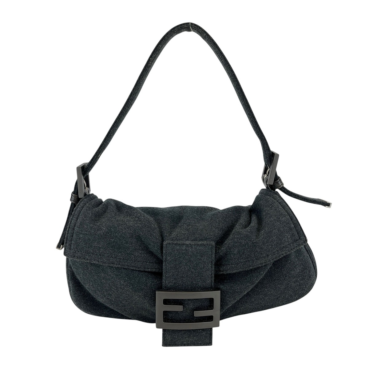 FENDI フェンディ コットン マンマバケット ハンドバッグ 26424 ブラック  レディース【中古】