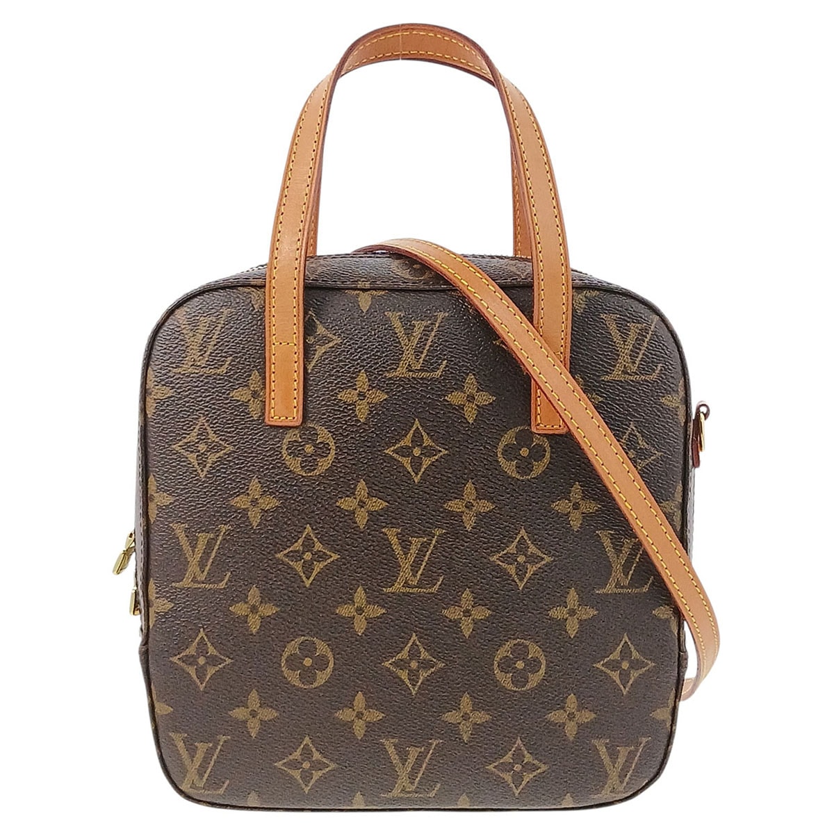 LOUIS VUITTON ルイ・ヴィトン モノグラム スポンティーニ ハンドバッグ M47500 モノグラム ヌメ革 ブラウン レディース【中古】