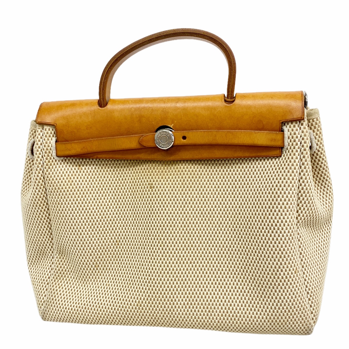 【6hf6270】エルメス ハンドバッグ エールバッグPM トワルGM ナチュラル シルバー金具 □G刻印【中古】レディース