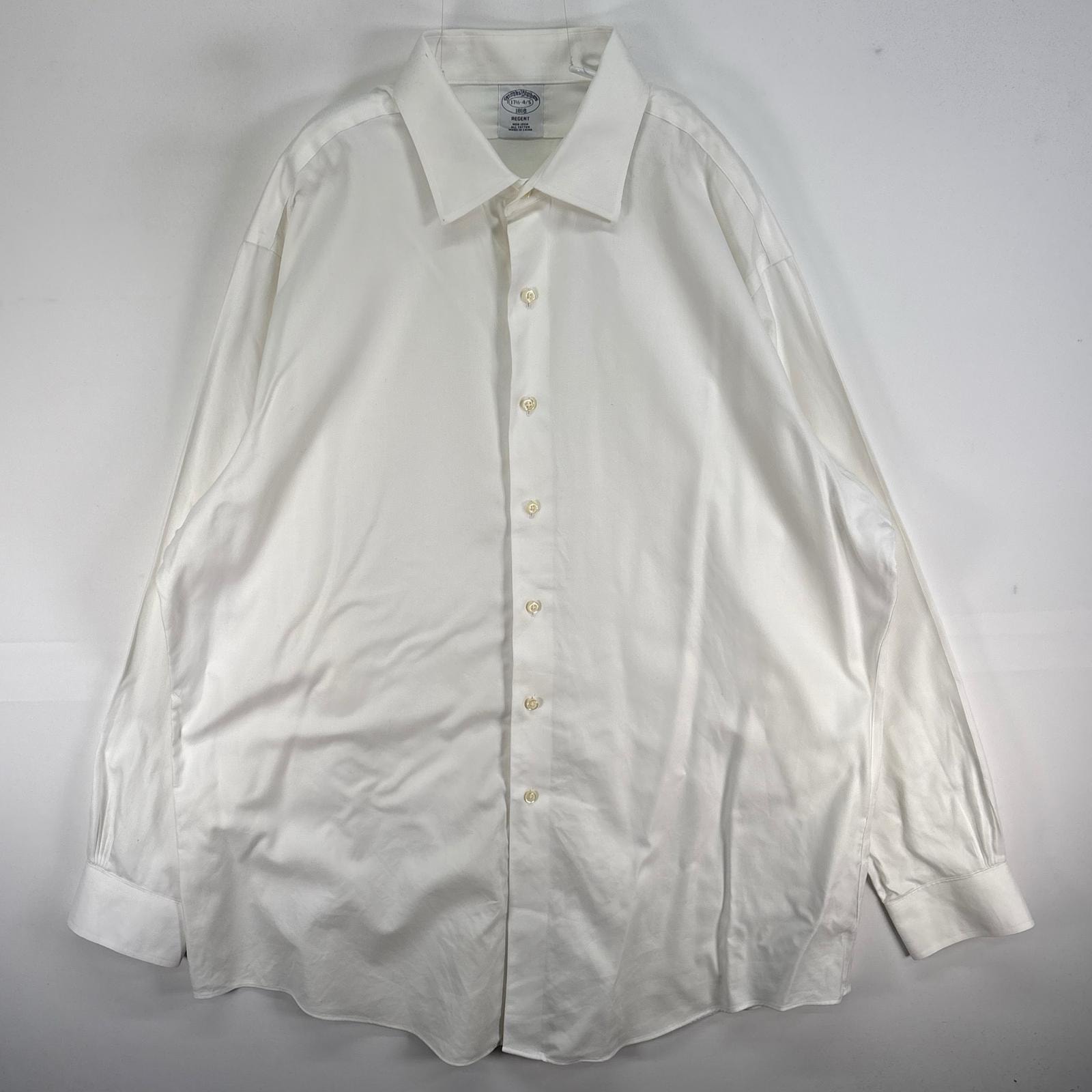 古着 ブルックスブラザーズ Brooks Brothers 長袖シャツ REGENT 1818 カラーステイ XL  ホワイト系 無地 メンズ