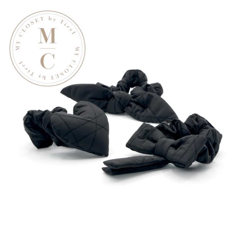 クリスチャンディオール CHRISTIAN DIOR ヘアアクセサリー ブラック シュシュ リボン ハート マクロカナージュ テクニカル ヘアゴム 3点セット キッズ