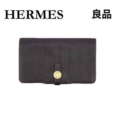 ★エルメス★ HERMES ドゴンMM 長財布 札入れ ブラック 黒 トゴ □A