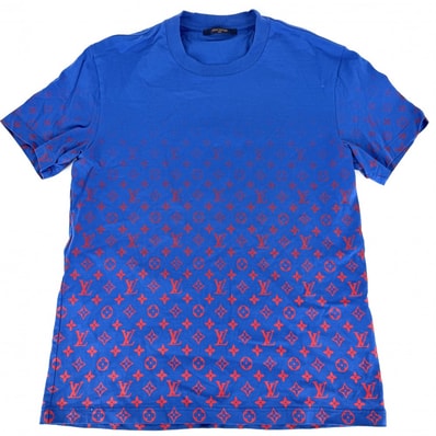 LOUIS VUITTON ルイヴィトン 半袖Tシャツ LVSE モノグラムグラディエント アパレル 服 トップス L 1A8WMR ブルーフランス レッド 赤 コットン メンズ 春 夏【中古品】