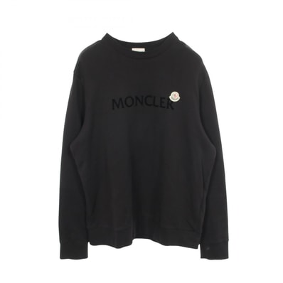 モンクレール MONCLER ロゴクルーネック スウェット 衣料品 トップス コットン メンズ ブラック系 【中古】