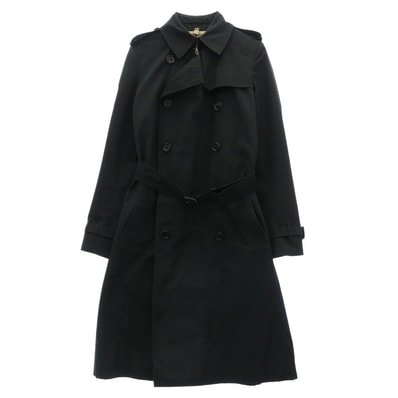 BURBERRY LONDON バーバリー ロンドン コート 英国製 裏地ノバチェック ダブルブレスト トレンチコート ブラック系 UK8【中古】