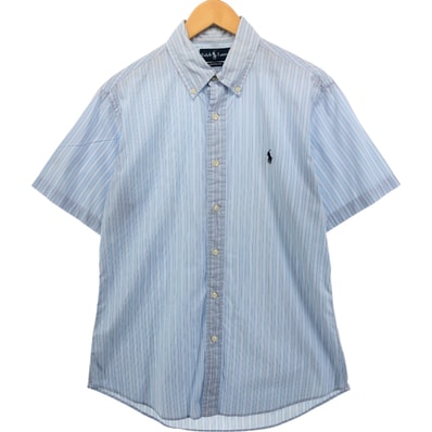 古着 ラルフローレン Ralph Lauren CUSTOM FIT 半袖 ボタンダウン ストライプシャツ メンズM相当/eaa550532