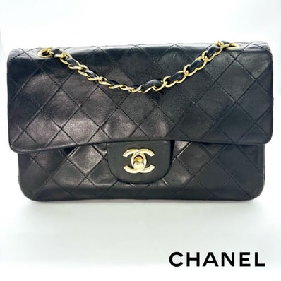 CHANEL シャネル マトラッセ23 スモール ラムスキン ダブルフラップ チェーンバッグ ブラック ★美品★