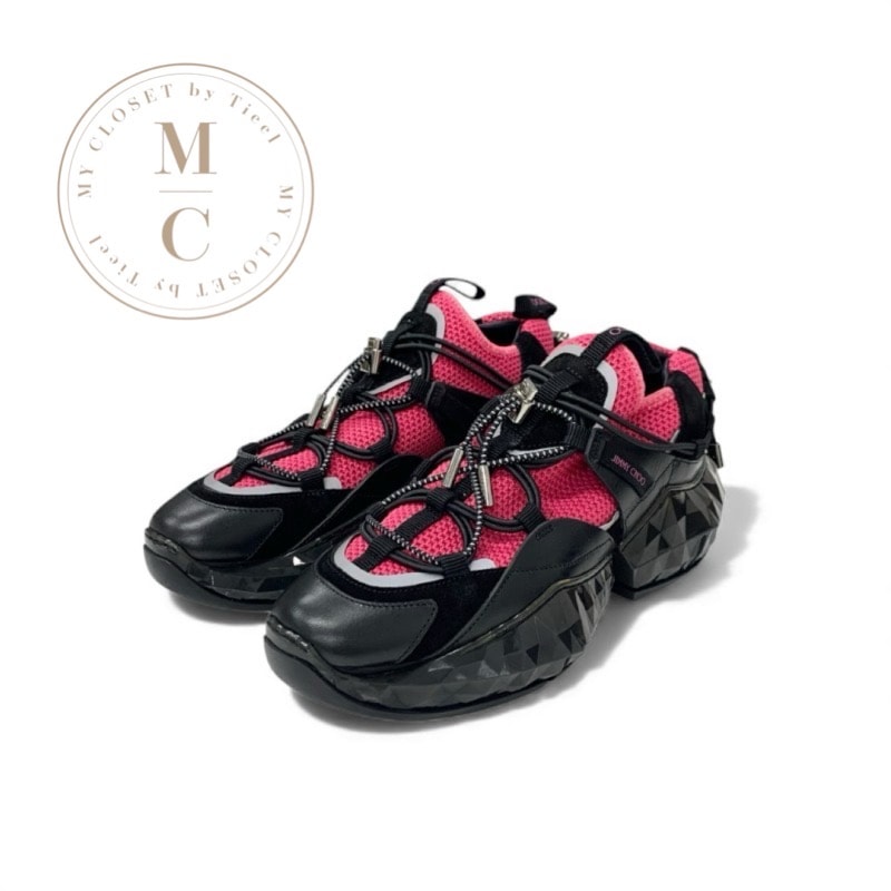 ジミーチュウ JIMMY CHOO ダイヤモンド スニーカー 靴 シューズ ファブリック レザー スエード ピンク ブラック ロゴ