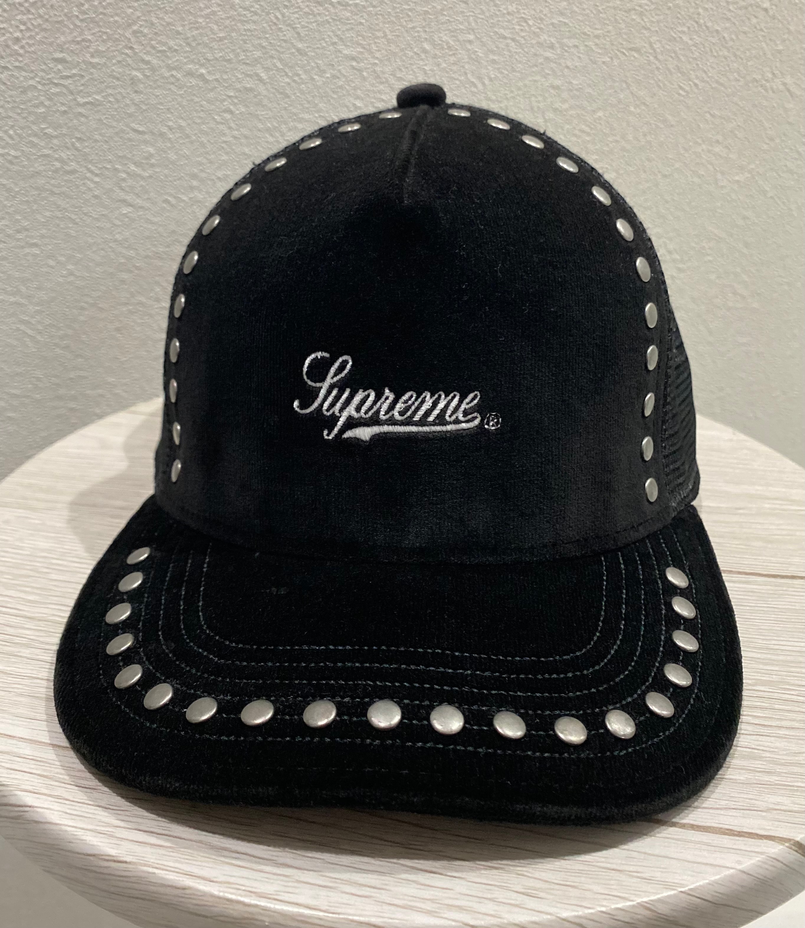 Supreme Studded Velvet Mesh Back 5-Panel "Black"